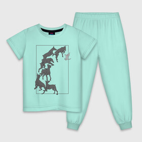 Детская пижама хлопок с принтом Доберманы в Курске, 100% хлопок |  брюки и футболка прямого кроя, без карманов, на брюках мягкая резинка на поясе и по низу штанин
 | dogs | графика | движение | доберман | композиция | котенок | рамка | собаки