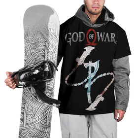 Накидка на куртку 3D с принтом GOD OF WAR в Курске, 100% полиэстер |  | axe | blade | blades | god of war | kratos | артрей | бой | викинги | год оф вар | клинки | клинки хаоса | кратос | один | олимп | топор | топоры | тор | цепи