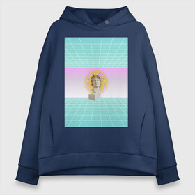 Женское худи Oversize хлопок с принтом Vaporwave 2020-90 в Курске, френч-терри — 70% хлопок, 30% полиэстер. Мягкий теплый начес внутри —100% хлопок | боковые карманы, эластичные манжеты и нижняя кромка, капюшон на магнитной кнопке | Тематика изображения на принте: aesthetic | electronica | music | лаунж | музыка | поп | скульптура