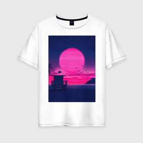 Женская футболка хлопок Oversize с принтом Vaporwave 2020-011 в Курске, 100% хлопок | свободный крой, круглый ворот, спущенный рукав, длина до линии бедер
 | aesthetic | electronica | music | лаунж | музыка | поп | скульптура