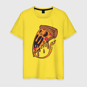 Мужская футболка хлопок с принтом Пицца Монстр в Курске, 100% хлопок | прямой крой, круглый вырез горловины, длина до линии бедер, слегка спущенное плечо. | art | cheese | cute | drawing | drawings | halloween | illustration | monsters | picture | pizza | psycho | slice | арт | иллюстрация | искусство | криповая | крипота | кусочек | милота | пепперони | прикол | рисунок | сыр | хеллоуин | хэллоуи
