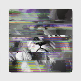 Магнит виниловый Квадрат с принтом Lion glitch в Курске, полимерный материал с магнитным слоем | размер 9*9 см, закругленные углы | color | glitch | lion | muzzle | nose | vanguard | авангард | глитч | лев | нос | цвет