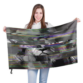 Флаг 3D с принтом Lion glitch в Курске, 100% полиэстер | плотность ткани — 95 г/м2, размер — 67 х 109 см. Принт наносится с одной стороны | color | glitch | lion | muzzle | nose | vanguard | авангард | глитч | лев | нос | цвет