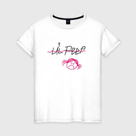 Женская футболка хлопок с принтом LIL PEEP (front & back) в Курске, 100% хлопок | прямой крой, круглый вырез горловины, длина до линии бедер, слегка спущенное плечо | lil peep | lil peep art | logo lil peep | love | rap | альбомы | лил пип | лове | лого | логтип | любовь | музыка | музыкант | паук | певец | рэп | рэпер | скорпион