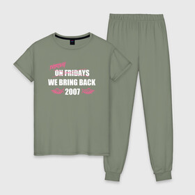Женская пижама хлопок с принтом Everyday 2007 в Курске, 100% хлопок | брюки и футболка прямого кроя, без карманов, на брюках мягкая резинка на поясе и по низу штанин | 2007 | emo | верни мне мой 2007 | вмм2007 | емо | эмо
