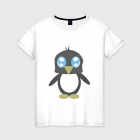 Женская футболка хлопок с принтом Пингвинчик в Курске, 100% хлопок | прямой крой, круглый вырез горловины, длина до линии бедер, слегка спущенное плечо | chibi | cute | милый | няша | пингвин | пингвинчик | чиби