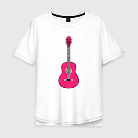 Мужская футболка хлопок Oversize с принтом Розовая гитара в Курске, 100% хлопок | свободный крой, круглый ворот, “спинка” длиннее передней части | girl | guitar | music | pink | pop | rock | артист | гитара | гитарист | гламур | девочкам | девушке | инструмент | клавиши | мелодия | музыка | музыкальные инструменты | музыкант | ноты | песни | подарок | поп | попса