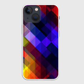 Чехол для iPhone 13 mini с принтом Горен в Курске,  |  | abstraction | colorful | cubes | obliquely | stripes | texture | абстракция | кубы | наискось | полосы | разноцветный | текстура