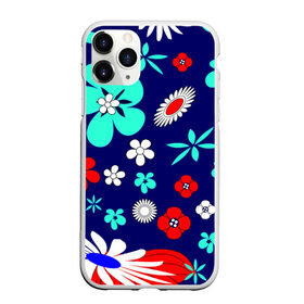 Чехол для iPhone 11 Pro матовый с принтом Lorri в Курске, Силикон |  | blue | flowers | leaves | patterns | summer | texture | летний | листки | синий | текстура | узоры | цветы