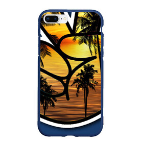 Чехол для iPhone 7Plus/8 Plus матовый с принтом Beach в Курске, Силикон | Область печати: задняя сторона чехла, без боковых панелей | Тематика изображения на принте: gesture | landscape | palms | sea | жест | закат | море | океан | пальмы | пейзаж