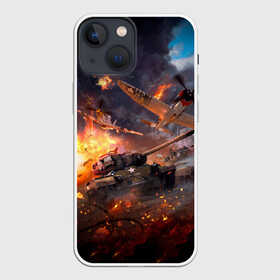 Чехол для iPhone 13 mini с принтом Танк в Курске,  |  | battle | game | tank | tanks | war | wearpon | wot | бой | взрыв | военные действия | война | вот | вторая мировая | игра | огонь | оружие | поле битвы | поле брани | самолет | танк | танки