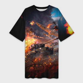 Платье-футболка 3D с принтом Танк в Курске,  |  | battle | game | tank | tanks | war | wearpon | wot | бой | взрыв | военные действия | война | вот | вторая мировая | игра | огонь | оружие | поле битвы | поле брани | самолет | танк | танки