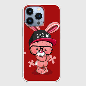 Чехол для iPhone 13 Pro с принтом Модный зайка в Курске,  |  | зайчик в очках | заяц в кепке | модный зайка | няшные картинки | плюшевый зайчик | розовый зайчик.