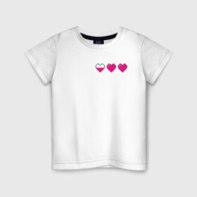 Детская футболка хлопок с принтом Здоровье pixel в Курске, 100% хлопок | круглый вырез горловины, полуприлегающий силуэт, длина до линии бедер | heart | heart pixel | здоровье | здоровье pixel | пиксельное сердце | пиксельные сердца | сердечко | сердечко пиксель | сердце | сердце пиксель