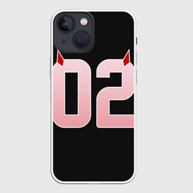 Чехол для iPhone 13 mini с принтом Порядковый номер 02 в Курске,  |  | 002 | 02 | ahegao | anime | darling | franx | franxx | girl | girls | in | senpai | the | two | waifu | zero | zerotwo | аниме | ахегао | вайфу | девушка | семпай | сенпай | тян