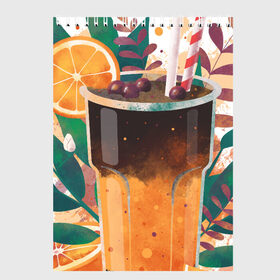 Скетчбук с принтом бодрящий коктейль в Курске, 100% бумага
 | 48 листов, плотность листов — 100 г/м2, плотность картонной обложки — 250 г/м2. Листы скреплены сверху удобной пружинной спиралью | апельсин | бодрость | витамины | коктейль | кофе | лето | напиток | яркий