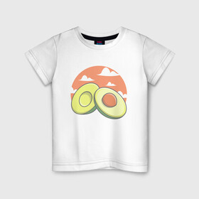 Детская футболка хлопок с принтом Avocado в Курске, 100% хлопок | круглый вырез горловины, полуприлегающий силуэт, длина до линии бедер | Тематика изображения на принте: avocado | avokado | kawai | kawaii | авакадо | авокадо | каваи | кавай | кавайи | кавайный | милые создания | мимими | мимишный | облака | облако | овокадо | персея | растения | рисунок | фрукт | фрукты