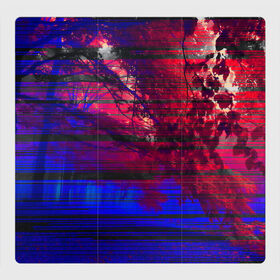 Магнитный плакат 3Х3 с принтом Glitch Autumn в Курске, Полимерный материал с магнитным слоем | 9 деталей размером 9*9 см | autumn | forest | glitch | глитч | дерево | деревья | красный | лес | листья | осень