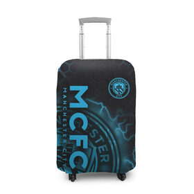 Чехол для чемодана 3D с принтом Manchester City в Курске, 86% полиэфир, 14% спандекс | двустороннее нанесение принта, прорези для ручек и колес | 
