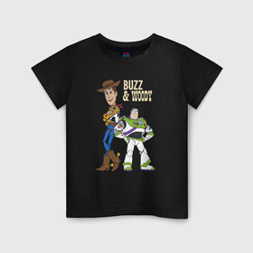 Детская футболка хлопок с принтом Buzz&Woody в Курске, 100% хлопок | круглый вырез горловины, полуприлегающий силуэт, длина до линии бедер | buzz lightyear | disney | pixar | toy story | vdkimel | woody | базз лайтер | вуди | дисней | история игрушек | пиксар