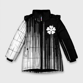 Зимняя куртка для девочек 3D с принтом Черный клевер в Курске, ткань верха — 100% полиэстер; подклад — 100% полиэстер, утеплитель — 100% полиэстер. | длина ниже бедра, удлиненная спинка, воротник стойка и отстегивающийся капюшон. Есть боковые карманы с листочкой на кнопках, утяжки по низу изделия и внутренний карман на молнии. 

Предусмотрены светоотражающий принт на спинке, радужный светоотражающий элемент на пуллере молнии и на резинке для утяжки. | anime | black clover | аниме | боевик | буракку куро:ба | кино | комедия | магия | мультфильм | фэнтези | черный клевер | японская сёнэн манга