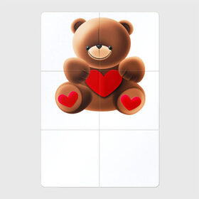 Магнитный плакат 2Х3 с принтом Медвежонок с сердечком в Курске, Полимерный материал с магнитным слоем | 6 деталей размером 9*9 см | Тематика изображения на принте: love is | teddy bear | valentines day | бабушка | валентинка | влюбленные | девушке | жена | лучшая | любимая | люблю | любовь | мама | медведь | медвежата | молодожены | подарок | романтика | свадебные | свадьба
