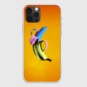 Чехол для iPhone 12 Pro Max с принтом Синий банан в Курске, Силикон |  | Тематика изображения на принте: банан | без надписей | вкус | дизайн | еда | картинки | кожура | контраст | креатив | летняя | минимализм | необычный | прикол | рыжая | синий | сиреневая | теплая | фрукт | цветная | яркая