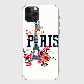 Чехол для iPhone 12 Pro с принтом Париж в Курске, силикон | область печати: задняя сторона чехла, без боковых панелей | Тематика изображения на принте: белая | винтаж | города | европа | евротур | иностранные | креатив | крутая | минимализм | модные | надписи | париж | повседневный | путешествия | разные цвета | ретро | салют | столица | страны