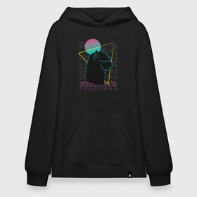 Худи SuperOversize хлопок с принтом Vaporwave Alpaca в Курске, 70% хлопок, 30% полиэстер, мягкий начес внутри | карман-кенгуру, эластичная резинка на манжетах и по нижней кромке, двухслойный капюшон
 | 80s | 80е | 90s | 90е | cute | gradient | retro | retrowave | style | sun | альпака | вапорвейв | вейпорвейв | геометрия | градиент | дым | животное | животные | лама | мех | милая | овечка | овца | паровая волна | прикол | ретро