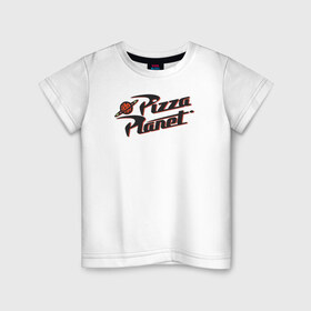 Детская футболка хлопок с принтом Pizza Planet в Курске, 100% хлопок | круглый вырез горловины, полуприлегающий силуэт, длина до линии бедер | aliens | disney | pixar | toy story | vdkimel | дисней | инопланетяне | история игрушек | пиксар