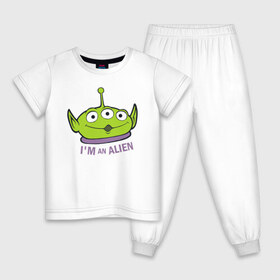Детская пижама хлопок с принтом Im an alien в Курске, 100% хлопок |  брюки и футболка прямого кроя, без карманов, на брюках мягкая резинка на поясе и по низу штанин
 | aliens | disney | pixar | toy story | vdkimel | дисней | инопланетяне | история игрушек | пиксар