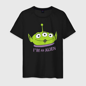 Мужская футболка хлопок с принтом Im an alien в Курске, 100% хлопок | прямой крой, круглый вырез горловины, длина до линии бедер, слегка спущенное плечо. | aliens | disney | pixar | toy story | vdkimel | дисней | инопланетяне | история игрушек | пиксар