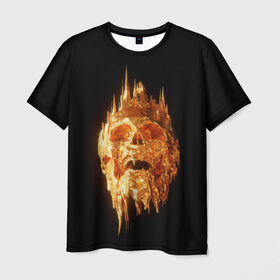 Мужская футболка 3D с принтом Golden Skull в Курске, 100% полиэфир | прямой крой, круглый вырез горловины, длина до линии бедер | cool | cyborg | decoration | fashion | fear | ghost | haloween | head | horror | robot | skeleton | skull | technology | голова | киборг | круто | мода | призрак | робот | скелет | технологии | ужас | украшение | хеллоуин | череп