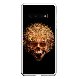 Чехол для Samsung Galaxy S10 с принтом Golden skull | 1.2 в Курске, Силикон | Область печати: задняя сторона чехла, без боковых панелей | 