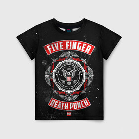 Детская футболка 3D с принтом Five Finger Death Punch в Курске, 100% гипоаллергенный полиэфир | прямой крой, круглый вырез горловины, длина до линии бедер, чуть спущенное плечо, ткань немного тянется | 5fdp | ffdp | five finger death punch | metal | группы | метал | музыка | рок