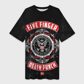 Платье-футболка 3D с принтом Five Finger Death Punch в Курске,  |  | 5fdp | ffdp | five finger death punch | metal | группы | метал | музыка | рок