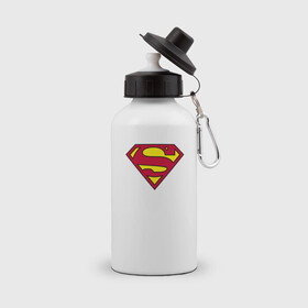 Бутылка спортивная с принтом Superman в Курске, металл | емкость — 500 мл, в комплекте две пластиковые крышки и карабин для крепления | klark kent | man of steel | superman | кларк кент | супермен | супс | человек из стали