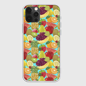 Чехол для iPhone 12 Pro Max с принтом Фрукты в Курске, Силикон |  | fruct pattern | pattern | ананас | апельсин | арбуз | банан | виноград | груша | киви | клубника | лимон | листья | малина | натюрморт | патерн | паттерн | рисунок | фрукт | фруктовый паттерн | фрукты | фрукты фон