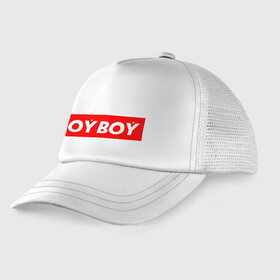 Детская кепка тракер с принтом oyboy в Курске, Козырек - 100% хлопок. Кепка - 100% полиэстер, Задняя часть - сетка | универсальный размер, пластиковая застёжка | казахи | ойбой | сабуров | чбд | что было дальше | щербаков | юмор