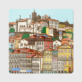Магнит виниловый Квадрат с принтом Порту, Португалия, домики в Курске, полимерный материал с магнитным слоем | размер 9*9 см, закругленные углы | city | old town | porto | portugal | город | город на холме | городской пейзаж | домики | оранжевые крыши | отпуск | порту | португалия | путешествие | старый город