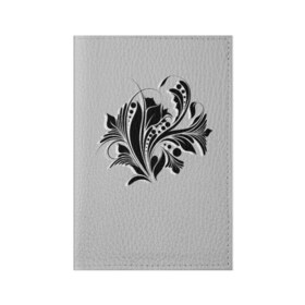 Обложка для паспорта матовая кожа с принтом Flower в Курске, натуральная матовая кожа | размер 19,3 х 13,7 см; прозрачные пластиковые крепления | black | black and white | flower | white