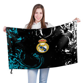 Флаг 3D с принтом REAL MADRID. в Курске, 100% полиэстер | плотность ткани — 95 г/м2, размер — 67 х 109 см. Принт наносится с одной стороны | fc | football | football club | real madrid | sport | реал мадрид | спорт | спортивные | униформа | фирменные цвета | фк | футбол | футбольный клуб