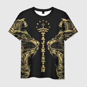 Мужская футболка 3D с принтом Таджикистан в Курске, 100% полиэфир | прямой крой, круглый вырез горловины, длина до линии бедер | crown | golden | king | lion | republic | tajikistan | золотой | король | корона | лев | республика | таджикистан | царь