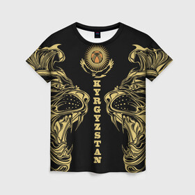 Женская футболка 3D с принтом Киргизия в Курске, 100% полиэфир ( синтетическое хлопкоподобное полотно) | прямой крой, круглый вырез горловины, длина до линии бедер | eagle | islam | kyrgyzstan | lion | republic | sun | ислам | киргизия | кыргызстан | лев | орел | республика | солнце