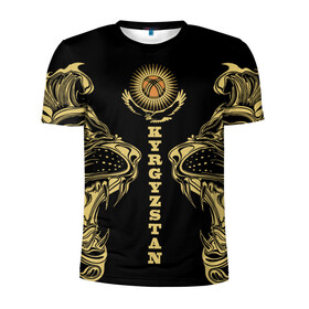 Мужская футболка 3D спортивная с принтом Киргизия в Курске, 100% полиэстер с улучшенными характеристиками | приталенный силуэт, круглая горловина, широкие плечи, сужается к линии бедра | Тематика изображения на принте: eagle | islam | kyrgyzstan | lion | republic | sun | ислам | киргизия | кыргызстан | лев | орел | республика | солнце