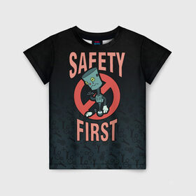 Детская футболка 3D с принтом Безопасность превыше всего в Курске, 100% гипоаллергенный полиэфир | прямой крой, круглый вырез горловины, длина до линии бедер, чуть спущенное плечо, ткань немного тянется | cyberpunk | danger | diy | industrial | robot | safety | warning | безопасность | завод | киберпанк | механик | несчастный случай | опасность | пила | предупреждение | производство | рабочий | робот | самодельщик | сварщик