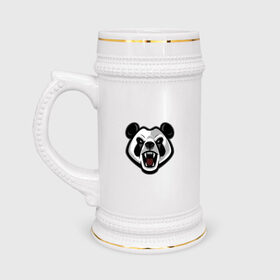 Кружка пивная с принтом Злая панда в Курске,  керамика (Материал выдерживает высокую температуру, стоит избегать резкого перепада температур) |  объем 630 мл | Тематика изображения на принте: арт | бамбуковый медведь | бамбуковый мишка | медведь | панда | рисунок