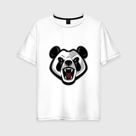 Женская футболка хлопок Oversize с принтом Злая панда в Курске, 100% хлопок | свободный крой, круглый ворот, спущенный рукав, длина до линии бедер
 | арт | бамбуковый медведь | бамбуковый мишка | медведь | панда | рисунок