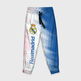 Детские брюки 3D с принтом REAL MADRID / РЕАЛ МАДРИД в Курске, 100% полиэстер | манжеты по низу, эластичный пояс регулируется шнурком, по бокам два кармана без застежек, внутренняя часть кармана из мелкой сетки | 