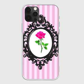 Чехол для iPhone 12 Pro Max с принтом Роза в рамке в Курске, Силикон |  | Тематика изображения на принте: классика | полоска | рамка | роза | розовый | черный